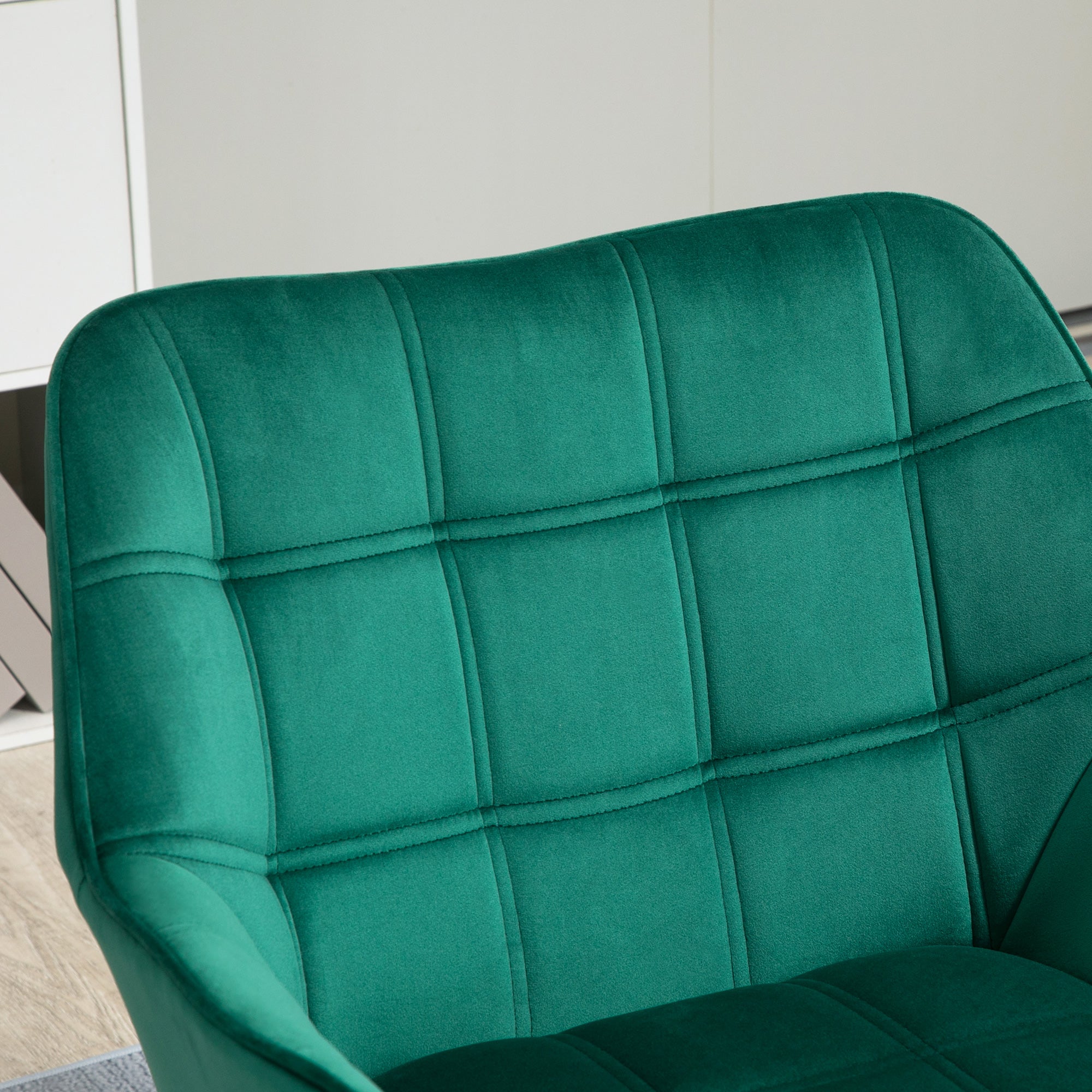 HOMCOM Armchair Accent Chair, Vanity Chair with Wide Arms, Slanted Back, Padding, Metal Frame, Wooden Legs, Home Bedroom Furniture Seating, Set of 2, Green 