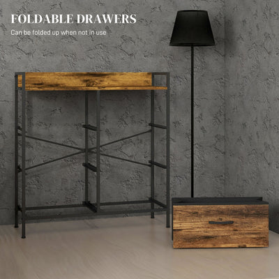 HOMCOM Rustic Chest of Six Fabric Drawers - Rustic Brown 