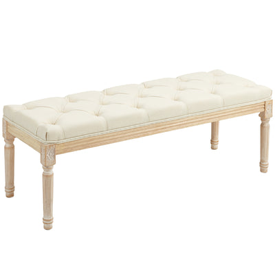 HOMCOM Vintage Wooden Bed End Bench - Cream White 