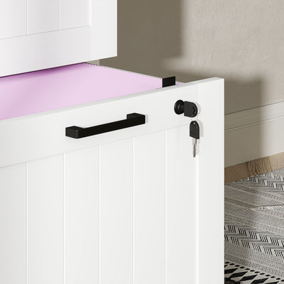 HOMCOM 3 Drawer Filing Cabinet with Lock, Office Storage Cabinet with Adjustable Hanging Bars for A4 Letter Size Files, White 