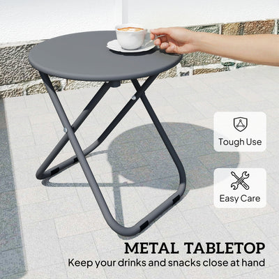 Outsunny Patio Bistro Set, Folding Patio Furniture Set with 2 Chairs and Table, Grey 