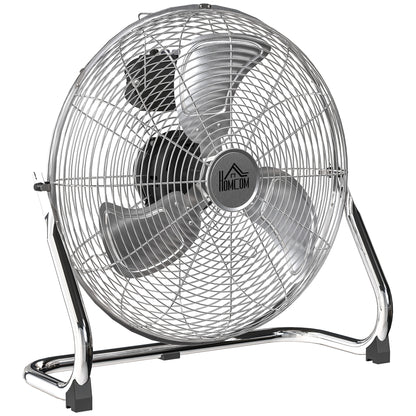 HOMCOM Metal Desk Fan with 3 Speeds & 120° Adjustable Tilt - Silver