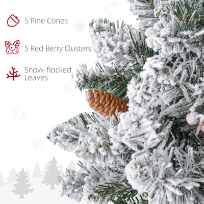 HOMCOM 60" Snowy Pine Cone and Berry Christmas Wreath, with LED Lights 