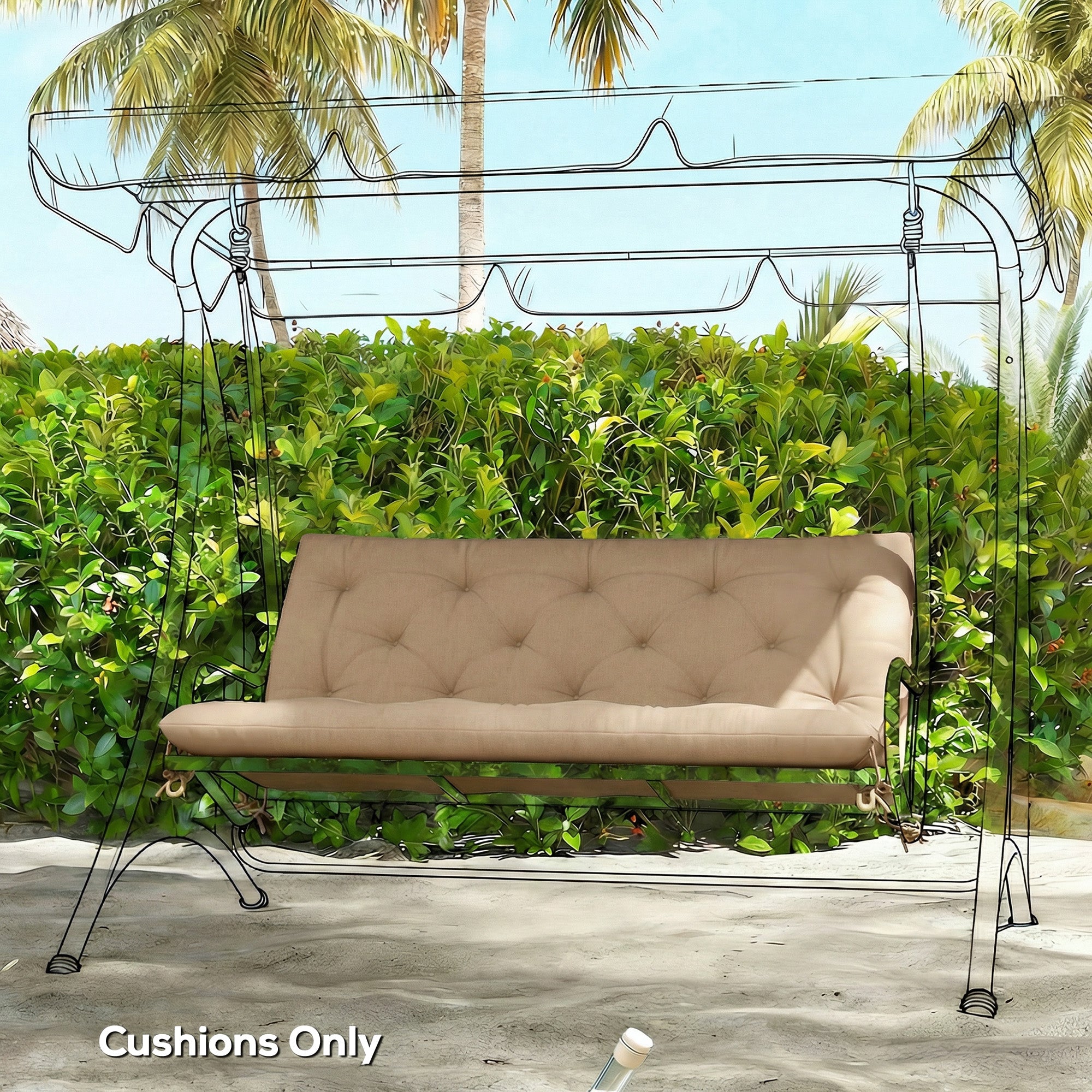 Outsunny Garden Bench Cushion, 2 Seater Swing Chair Cushion, Seat Pad with Ties for Indoor and Outdoor Use, 110 x 120 cm 