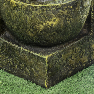 Outsunny Garden Water Feature Waterfall Fountain with 4-Tier Stone Look Bowls, Adjustable Flow, Black and Yellow 