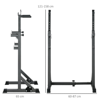 SPORTNOW Heavy Duty Barbell Squat Rack, Adjustable and Multifunctional Weight Power Stand, for Home, Gym - Black 