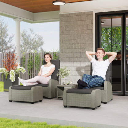 Outsunny 5-Piece Rattan Garden Furniture Set with Cushions - Charcoal Grey 