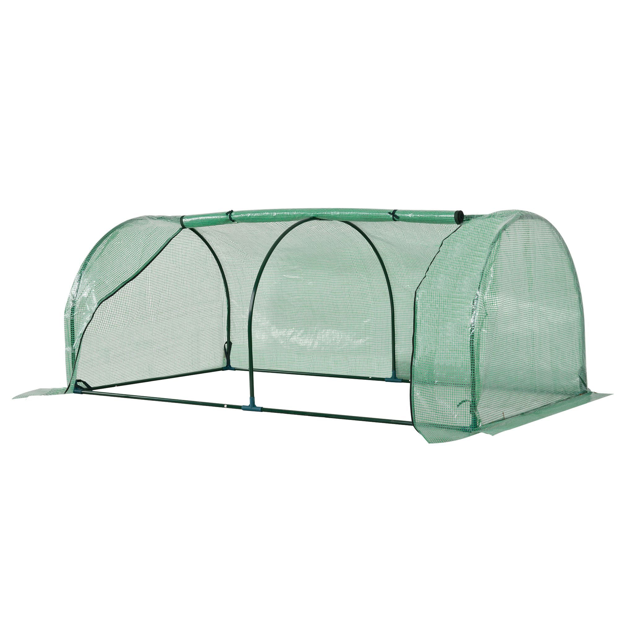 Outsunny Tunnel Greenhouse Green Grow House for Garden Outdoor, Steel Frame, PE Cover, Green, 200 x 100 x 80cm 