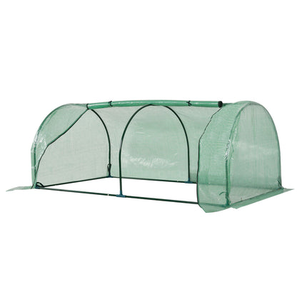 Outsunny Tunnel Greenhouse Green Grow House for Garden Outdoor, Steel Frame, PE Cover, Green, 200 x 100 x 80cm 