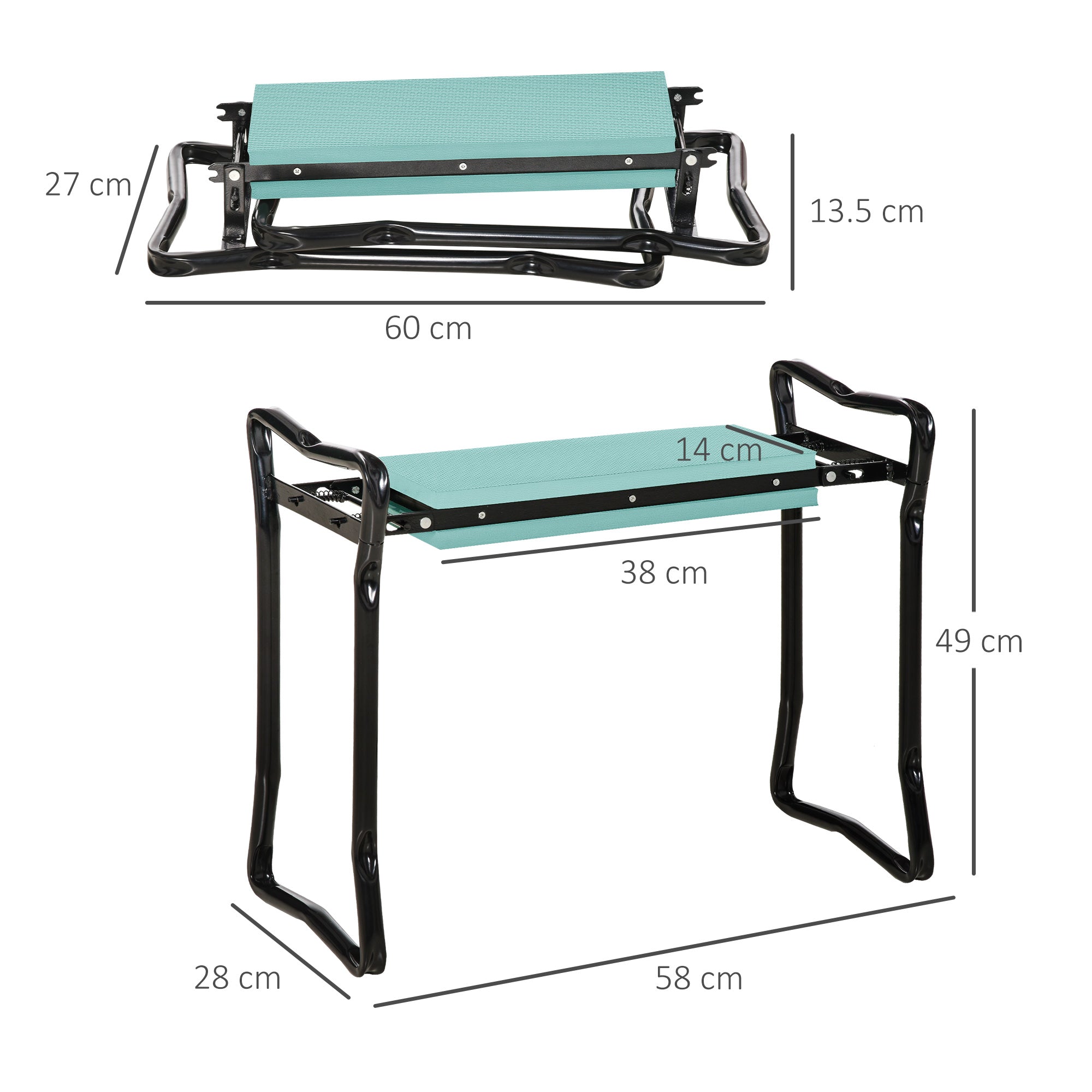 Outsunny 2 In 1 Garden Kneeler Seat Kneeling Pad Support Bench Foldable Knee Protector, Green 