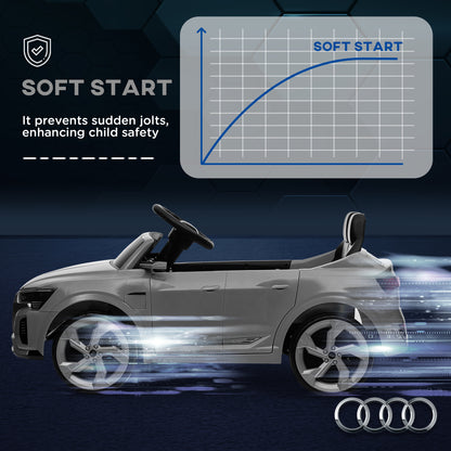 AIYAPLAY Audi Q8 e-tron Sportback Licensed 12V Ride on Car w/ Remote, 4 Spring Suspension Wheels, Headlights, Music, Horn - Grey 