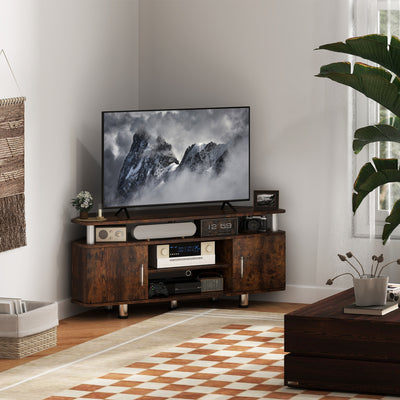 HOMCOM TV Unit Cabinet for TVs up to 55 Inches with Storage Shelves and Cupboard, Entertainment Centre for Living Room, Rustic Brown 