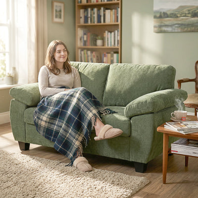 HOMCOM 2 Seater Sofa, 156cm Chenille Loveseat Sofa, Dark Green 