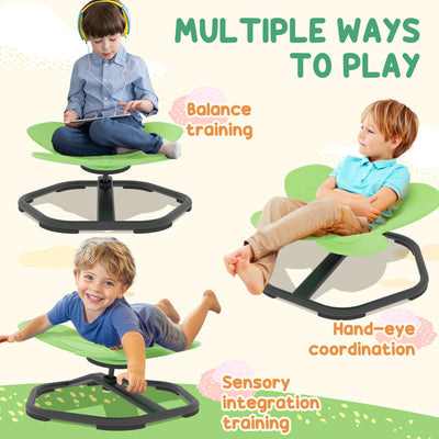 AIYAPLAY Butterfly-Shaped Kids Swivel Chair, Sensory Spinning Chair for Balance and Coordination Training, Green 