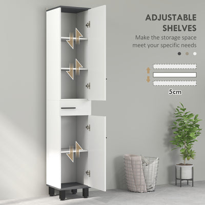 HOMCOM 190cm Slim Bathroom Storage Cabinet - White 