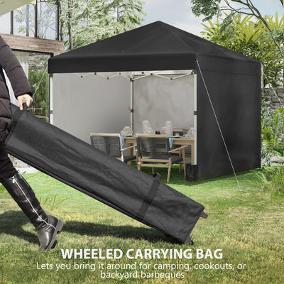 Outsunny 3 x 3 (M) Pop Up Gazebo Event Shelter, Height Adjustable Party Tent with 3 Sidewalls, Weight Bags and Wheeled Bag 