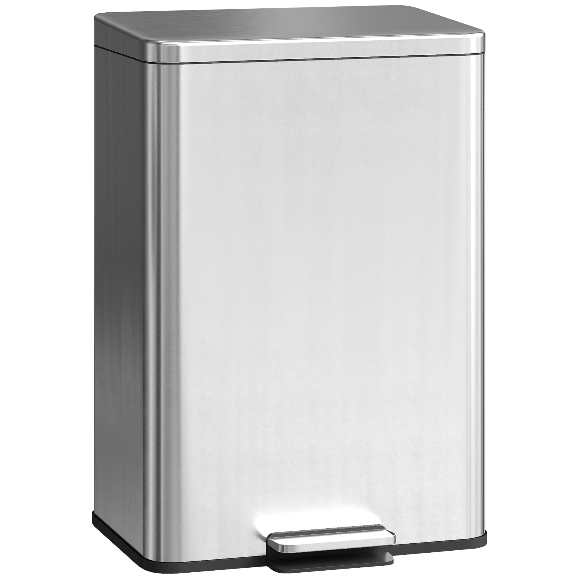 HOMCOM 20L Kitchen Bin with Soft-Close Lid and Stay-Open Function, Stainless Steel Pedal Bin with Removable Inner Bucket for Kitchen, Office, Home, Silver Tone 