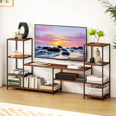 HOMCOM TV Unit for TVs up to 55 Inches, Industrial TV Stand with Storage Shelves, Entertainment Centre for Living Room, Bedroom 
