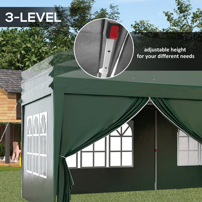 Outsunny 3 x 6m Pop-Up Gazebo, with Curtain Walls and Windows - Dark Green 
