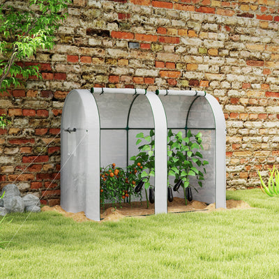 Outsunny 94 x 185cm Mini Two-Room Greenhouse - White 