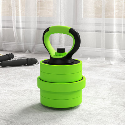 SPORTNOW 30kg Four-In-One Adjustable Weight Dumbbells Set, Barbell, Kettlebell, Push Up Stand - Green 