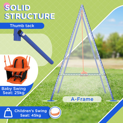 Outsunny Two-In-One Toddler Garden Swing, with Comfortable Seat, Safety Belt - Orange and Blue 