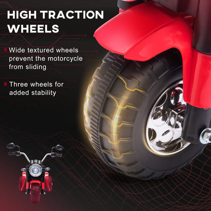 HOMCOM 6V Kids Electric Motorbike 3 Wheels Ride On Toy with Horn Headlights Realistic Sounds for Girl Boy 18 - 36 Months Red 