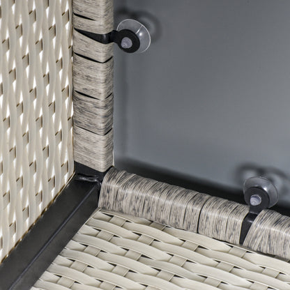 Outsunny Square PE Wicker Rattan Table, with Glass Top - Light Grey 