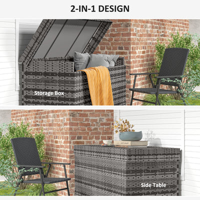 Outsunny 627 L Rattan Storage Box - Dark Grey 
