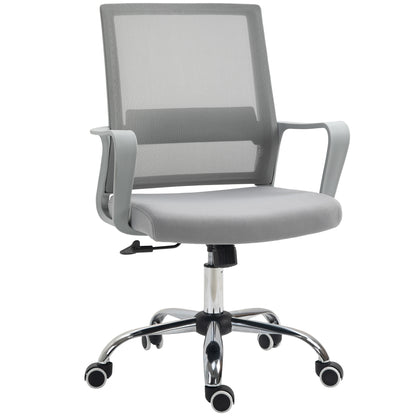 Vinsetto Ergonomic Desk Chair Mesh Office Chair with Adjustable Height Armrest and 360\'c2\'b0 Swivel Castor Wheels Grey