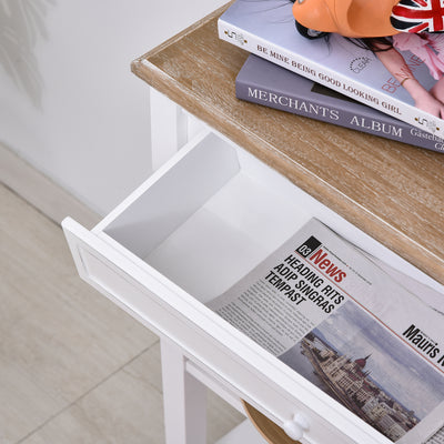 HOMCOM Console Table Hallway Side Desk 1 Drawer 2 Shelves Worktop Handle Retro Elegant Style Home Display Storage for Bedroom Livingroom 