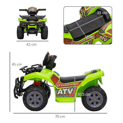 HOMCOM 6V Kids Electric Ride on Car Toddlers Quad Bike All Terrain Vehicle Toy With Music for 18-36 months Green 