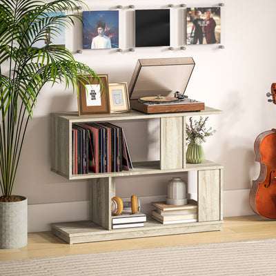 HOMCOM S-Shaped Side Table - Natural Wood Finish 