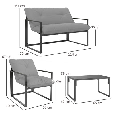 Outsunny Four-Piece Relaxed Back Garden Dining Set - Black/Light Grey 