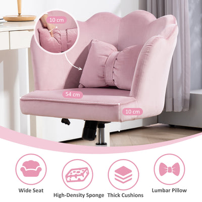 HOMCOM Velvet-Feel Petal Back Office Chair - Pink 