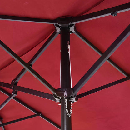 Outsunny 4.6m Double-Sided Patio Parasol Sun Umbrella-Wine Red 