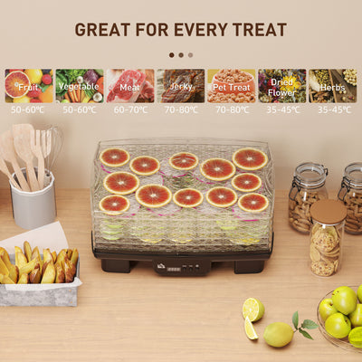 HOMCOM 40-70\'e2\'84\'83 Six-Tray Food Dehydrator - Black 
