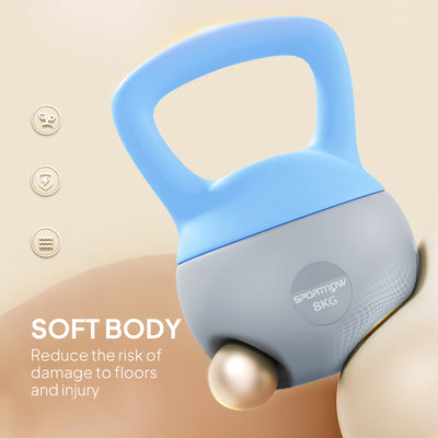 SPORTNOW 8KG Soft Kettlebell, Kettlebell with Non-Slip Handle for Home Gym, Weight Lifting, Strength Training, Light Blue/Grey 