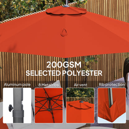 Outsunny Five-Position Overhanging Parasol - Orange 