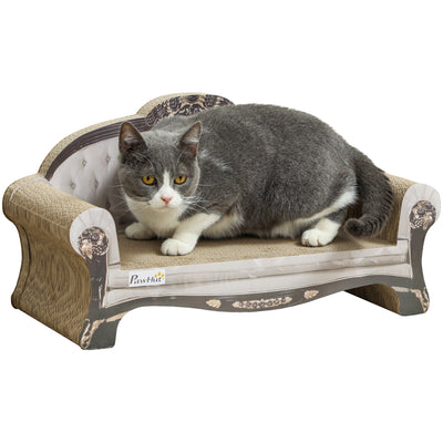 PawHut 2 in 1 Cat Scratcher with Organic Catnip for Indoor Cats, 29.5 x 56 x 26cm, Brown 