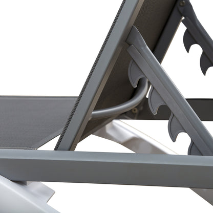 Outsunny Aluminium Frame Sun Lounger, with Adjustable Back - Grey 