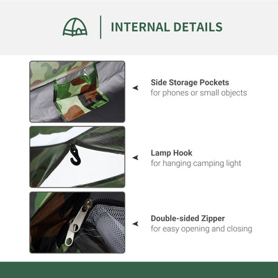 Outsunny 2 Person Camping Tent, Dome Tent with Zipped Doors, Storage Pocket, Portable Handy Bag, Multicoloured 