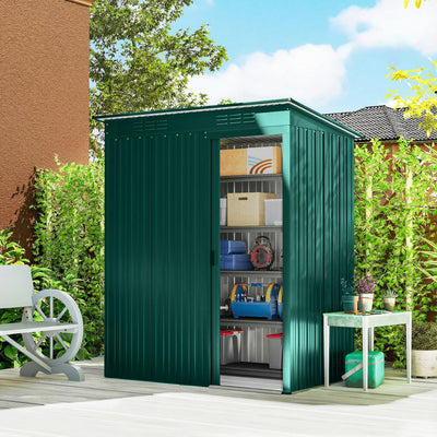 Outsunny 5 x 3.5ft Metal Garden Storage Shed with Effortless Assembly and 2 Pairs of Gloves, Waterproof Outdoor Shed, Green 