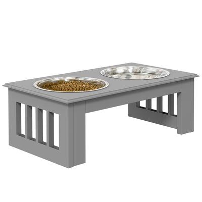 PawHut Raised Dog Feeding Bowls with Stand, Stainless Steel for  Extra Small and Small Dog, 44L x 24W x 15H cm - Grey 