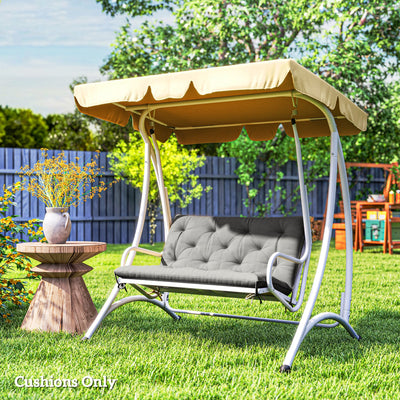 Outsunny 2 Seater Bench Pad, Garden Chair Cushion with Back and Ties for Indoor and Outdoor Use, 98 x 100 cm, Light Grey 